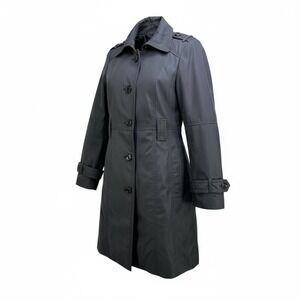 Calvin Klein Women's Trench Coat‎ Double Breasted Belted Charcoal Grey